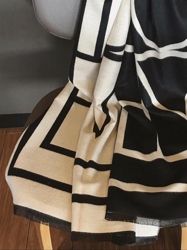 Women's Colorblock Striped Print Scarf, Casual Soft Warm Shawl for Fall & Winter, Fashion Accessories for Daily Wear