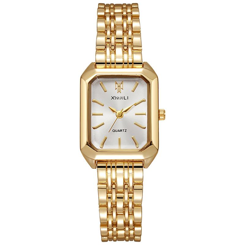 Luxury Ladies Fashion Quartz WatchSimple Scale Square Quality GoldPlated Women Watches Business