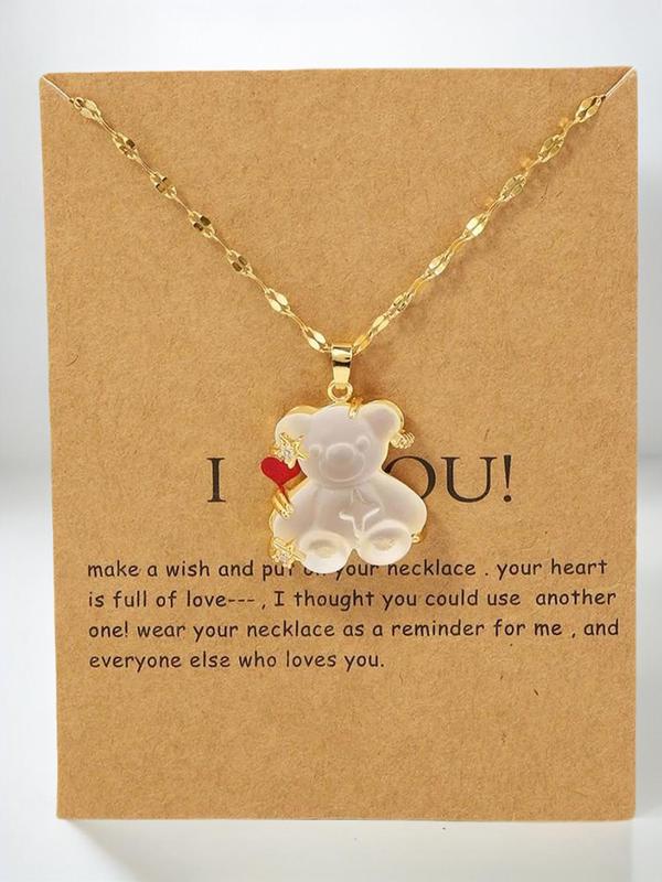 Cute Bear Pendant Necklace for Women & Girls, Summer Fashion Chains Necklace Jewelry for Party, 2024 Trendy All-match & Exquisite Jewelry As Gifts for Girlfriend, Kawaii Women Accessories