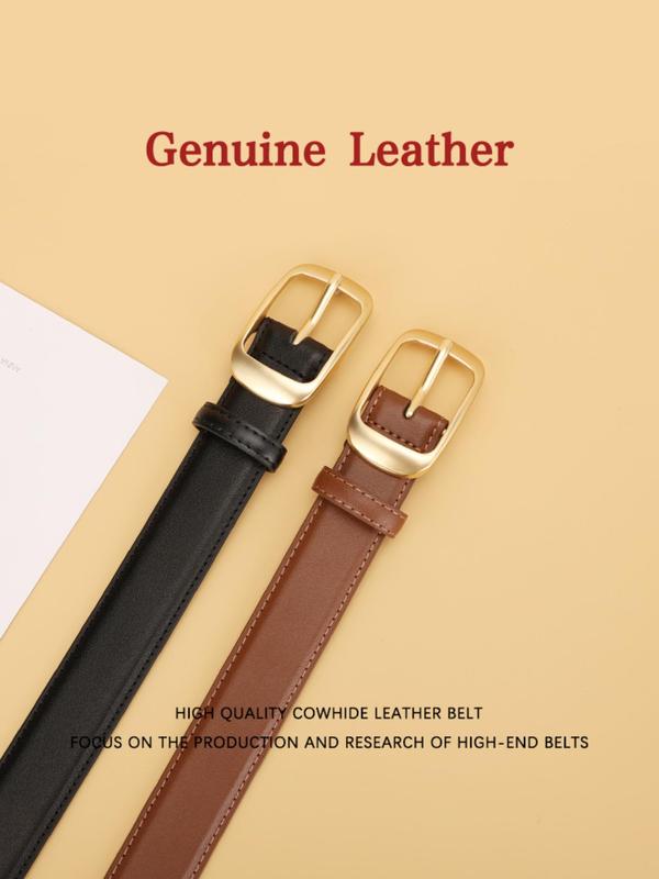 Women's Solid Color Leather Belt, Fashionable Minimalist Belt for Jeans Trousers, Casual Waistband for Daily Use