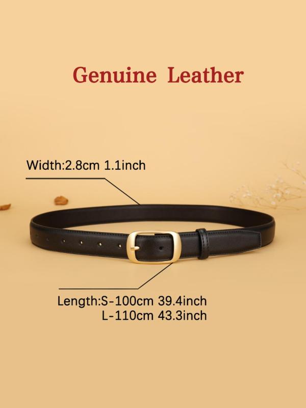 Women's Solid Color Leather Belt, Fashionable Minimalist Belt for Jeans Trousers, Casual Waistband for Daily Use