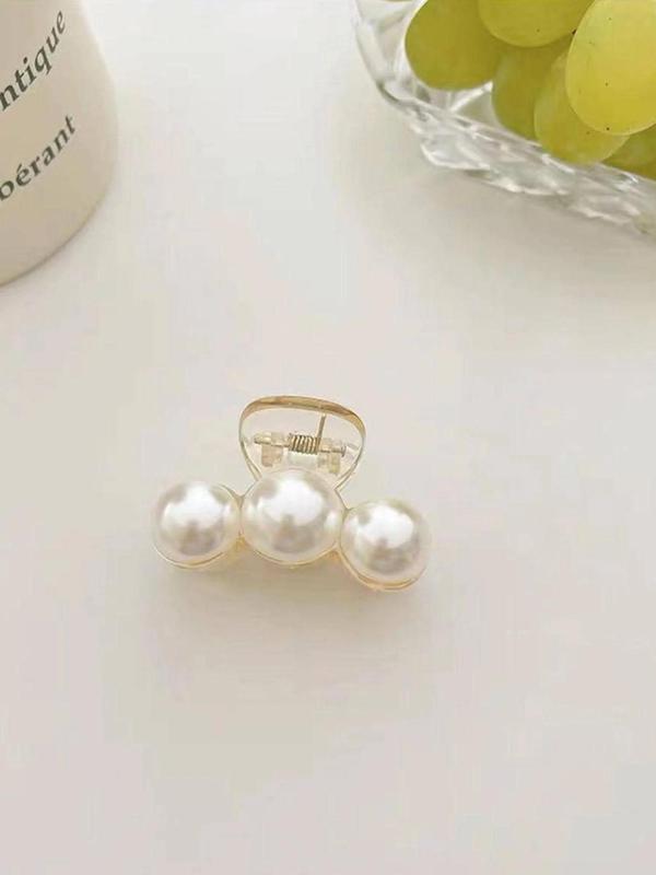 Faux Pearl Decorated Hair Claw for Women, Minimalist Headwear Suitable for Hair, Fashion Hair Accessories for Party, Daily Clothing Decor