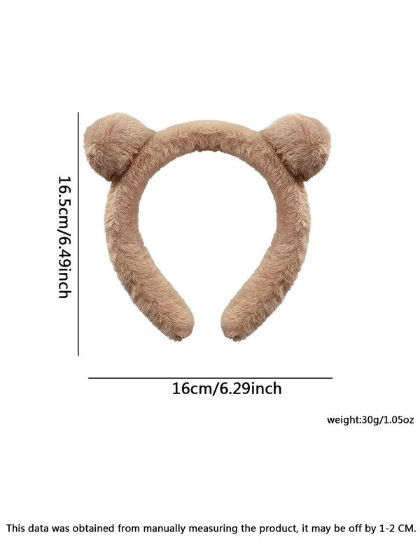 Cute Bear Ear Design Plush Hair Band, Fashionable Hair Accessories for Women & Girls, Minimalist Headwear Suitable for Thick Hair