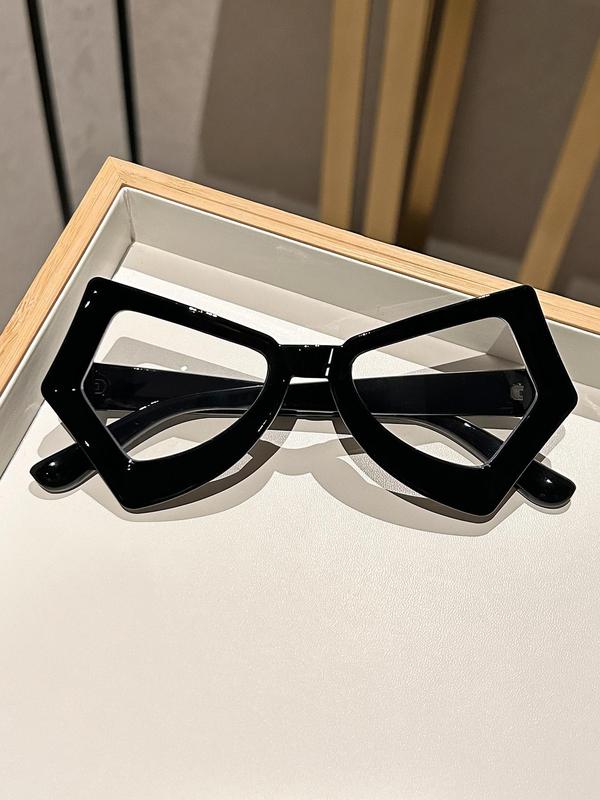 Y2K Geometric Frame Eyeglasses, Trendy Casual Colorblock Eyeglasses for Everyday Use, Fashion Accessories for Outdoor Activities