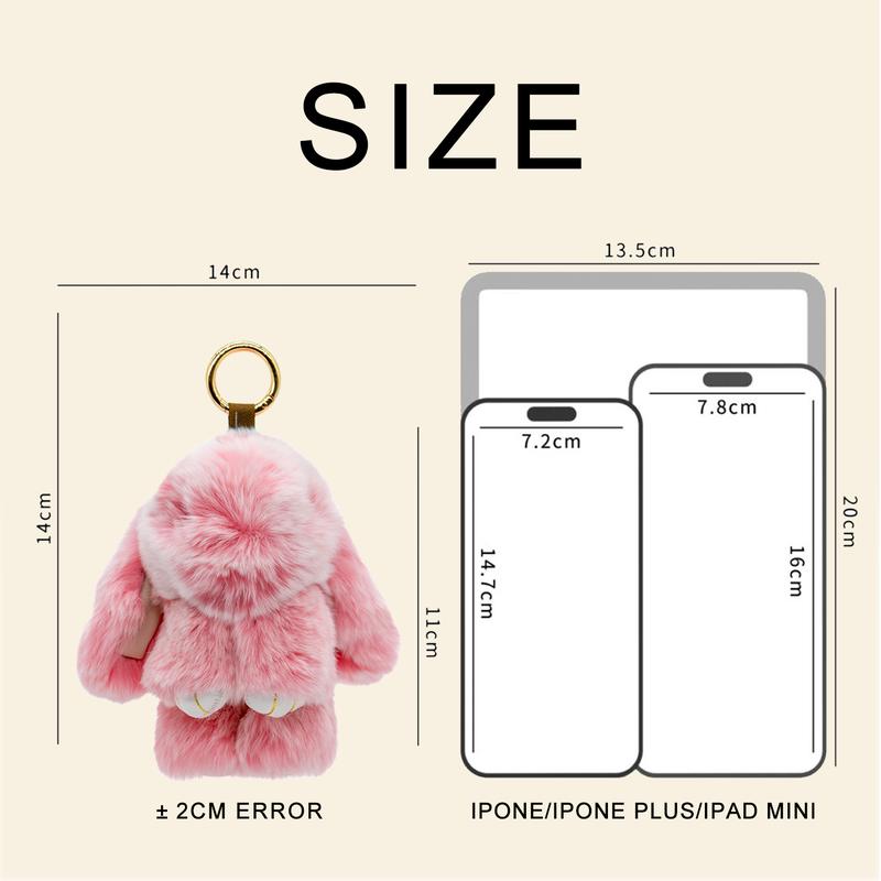 Handmade Soft Bunny PomPom Keychain with Tin Box, Cute Charms for Phone Bag Car, Fashion Accessories, Plush Pendants, Gifts for Women Girls