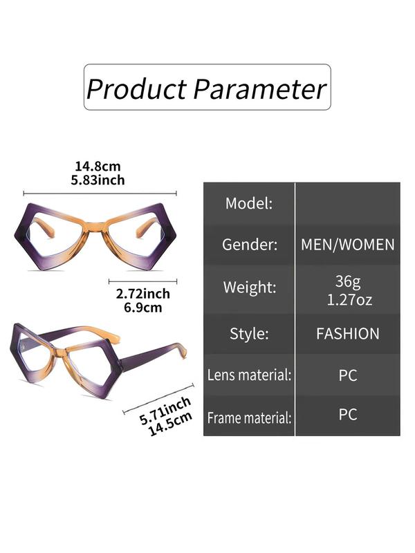 Y2K Geometric Frame Eyeglasses, Trendy Casual Colorblock Eyeglasses for Everyday Use, Fashion Accessories for Outdoor Activities