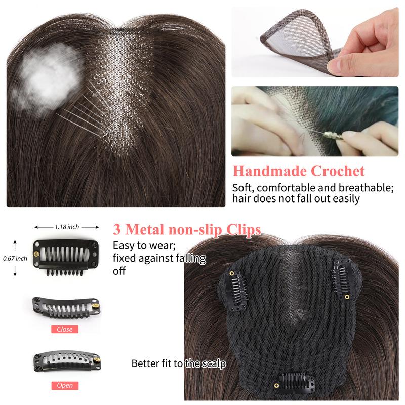 Vasilia Human Hair Topper 10 Inch Hair Toppers for Women Real Hair Toppers Clip in Hair Topper for Women with Thinning Hair Wiglets Hairpieces for Women Hair Loss Solution Add Hair Volume Cover Thinning Hair