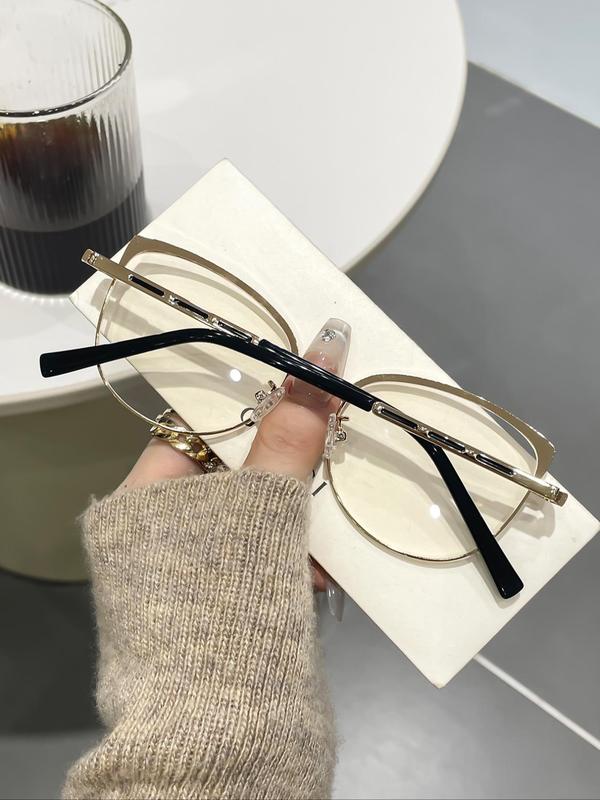 Unisex Fashion Cat Eye Frame Eyeglasses, Trendy Casual Eyeglasses for Everyday Use, Fashion Accessories for Outdoor Activities, for Fall Outfits Fall Freshness