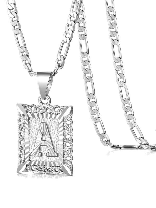 Letter A-Z Pendant Necklace for Women & Men, Punk Style Stainless Steel Jewelry for Party, Daily Decor, Trendy All-match & Exquisite Jewelry for Birthday Gift