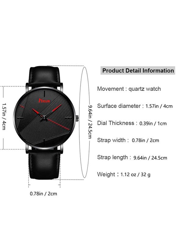 Men's Business Round Dial Analog Quartz Watch & Chain & Beaded Bracelet Set, Fashion Watch Set for Party, Daily Clothing Decor, Trendy All-match & Exquisite Watch Set for Gift, without Box