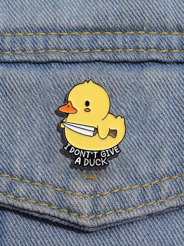 Cute Duck Design Brooch, Fashion Letter Pattern Brooch for Women & Men, Fashion Brooch for Daily Clothing Decor, Trendy All-match & Exquisite Brooch for Birthday Gift