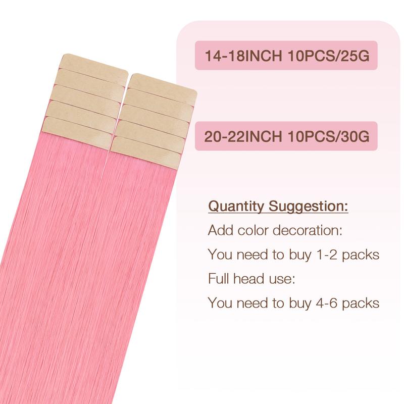 GOOGOO Hair 10pcs Tape in Human Hair Extensions 25g to 30g Natural Straight